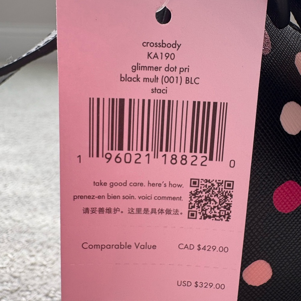 NWT Kate Spade Staci Crosbody Black/Pink polka dot - Picture 6 of 6